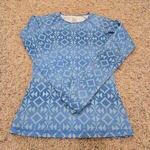 Nike Pro Womens Small Blue Long Sleeve Fleece Lined Top w/Thumb Holes